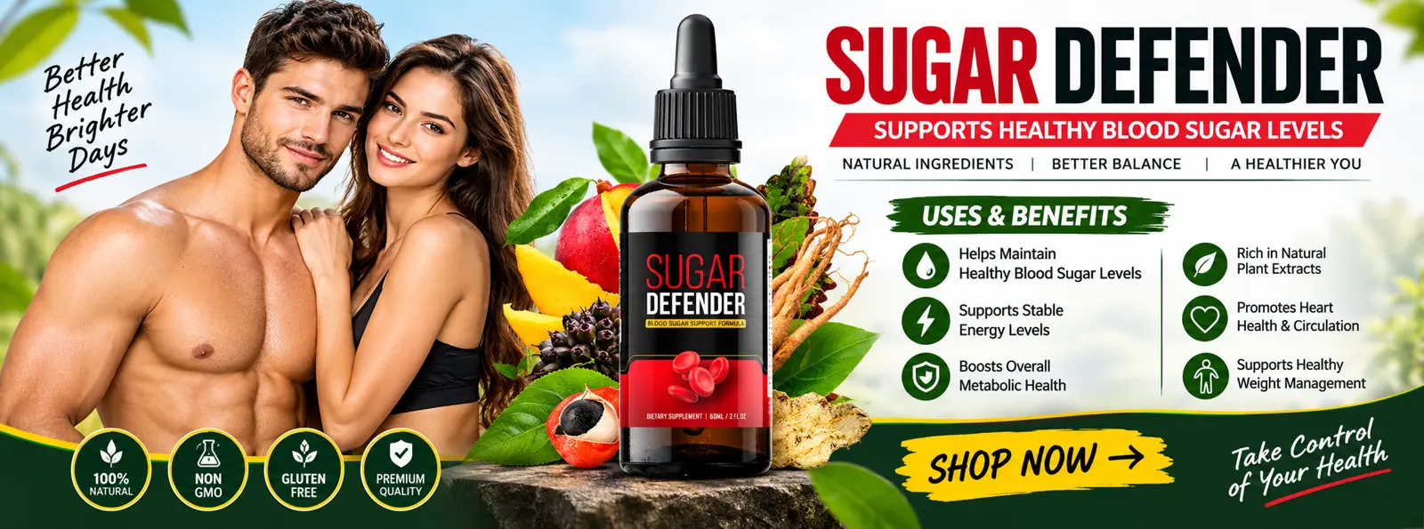 Sugar Defender blood sugar support formula bottle with natural ingredients